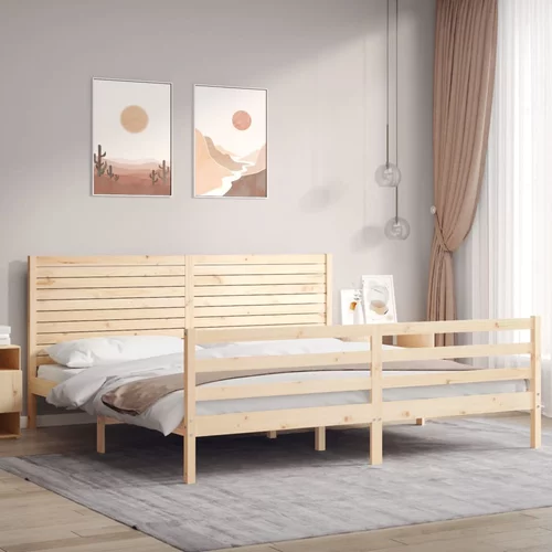 vidaXL Okvir kreveta s uzglavljem 6FT veliki bračni od masivnog drva