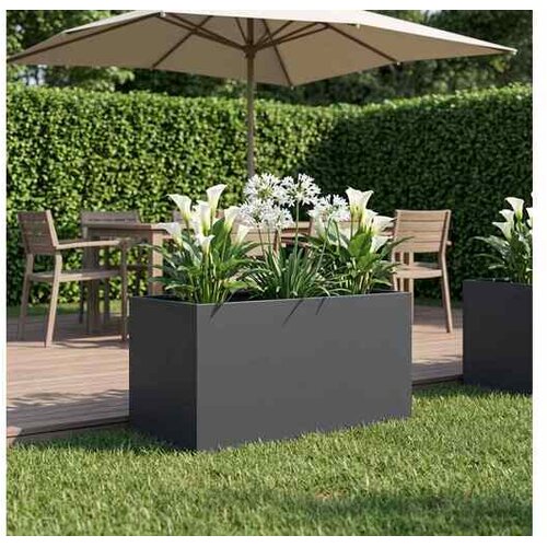 VidaXL Vrtna saksija Antracit 80 x 50 x 50 cm Čelična vrata - Antracit 80 x 50 x 50 cm 1 Slike