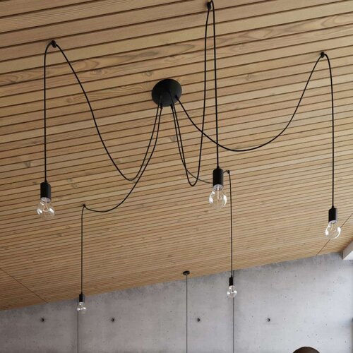 Sollux SL.0370 - Luster na sajli EDISON 3 3xE27/60W/230V pauk crni Slike