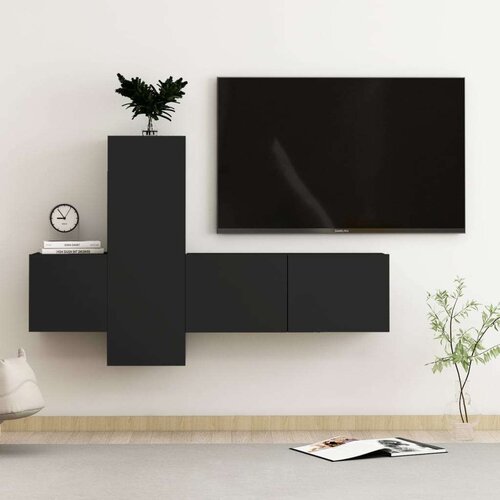  3-dijelni set TV ormarića crni od iverice Slike