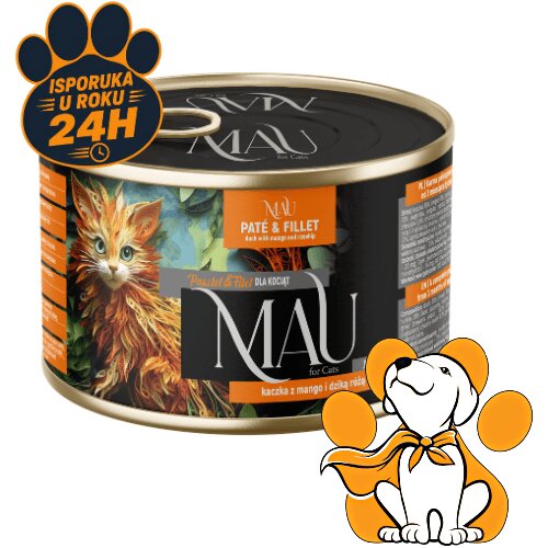 Mau Pate &amp;amp; Fillet Junior Duck With Mango 185g, Konzerva Za Mačiće Sa Pačetinom Slike