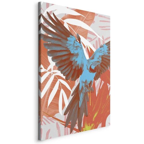  Slika - Exotic Wings - Parrot Among Abstract Leaf Patterns 40x60 Na talijanskom platnu Cijene