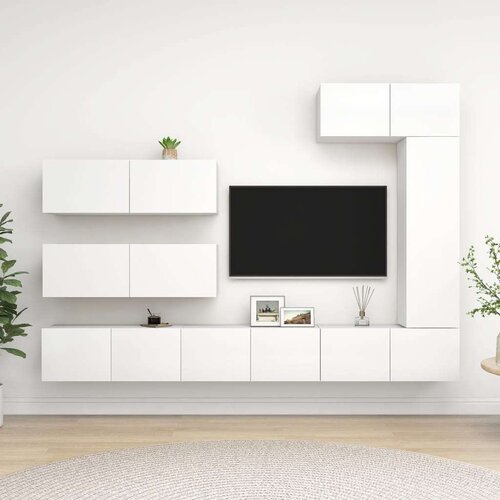  7-dijelni set TV ormarića bijeli od iverice Slike