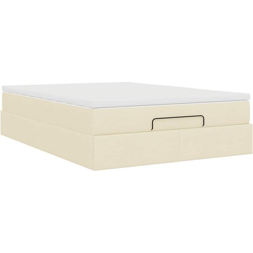  Otomanski krevet s madracem krem 140x190cm od tkanine Slike