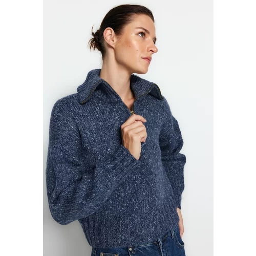 Trendyol Blue Wide Fit Cotton Gradient Knitwear Sweater