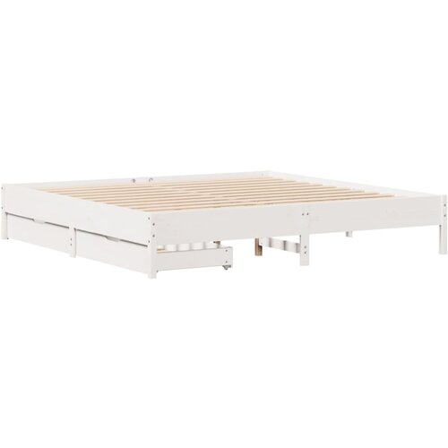 vidaXL Posteljni okvir bel 200x200 cm trdna borovina, (21310720) Cene