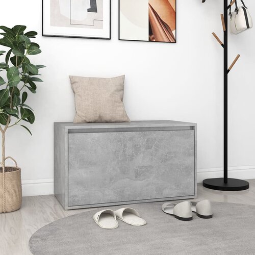 The Living Store Klop za hodnik 80x40x45 cm betonsko siva iverna plo&amp;scaron;ča - Klop, (21493869) Slike