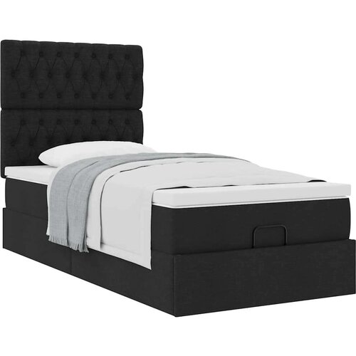 VidaXL otomanski okvir kreveta s madraca crni 80x200cm od tkanine Slike