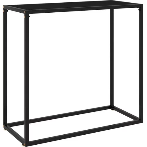  Konzolna mizica črna 80x35x75 cm kaljeno steklo