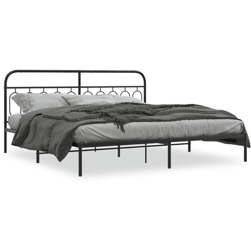  Metalni okvir za krevet s uzglavljem crni 200x200 cm Slike