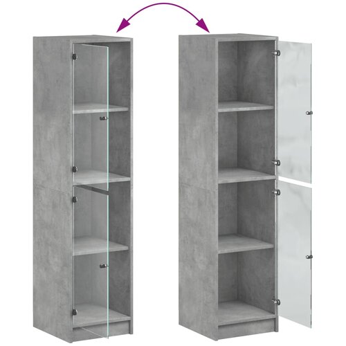  Visoka komoda sa staklenim vratima boja betona 35 x 37 x 142 cm Slike
