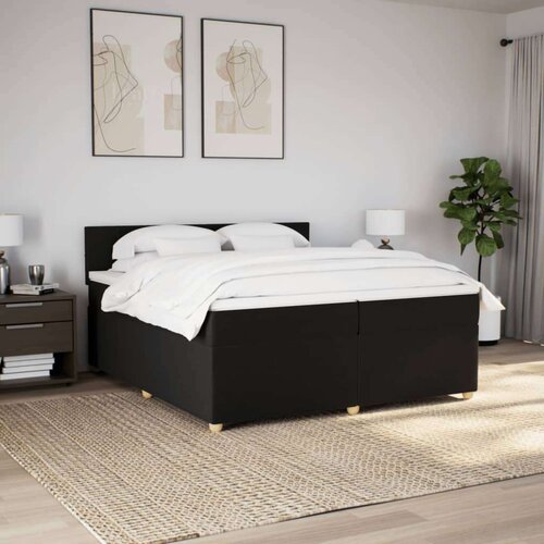 VidaXL Krevet s oprugama i madracem crni 200x200 cm od tkanine Slike