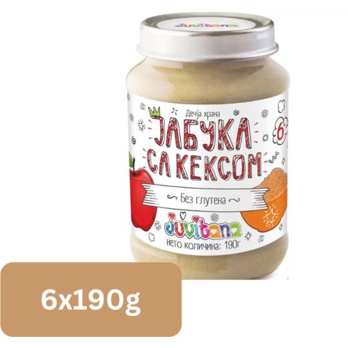 Juvitana kašica za bebe od jabuke i keksa, 190g, 6 komada Slike