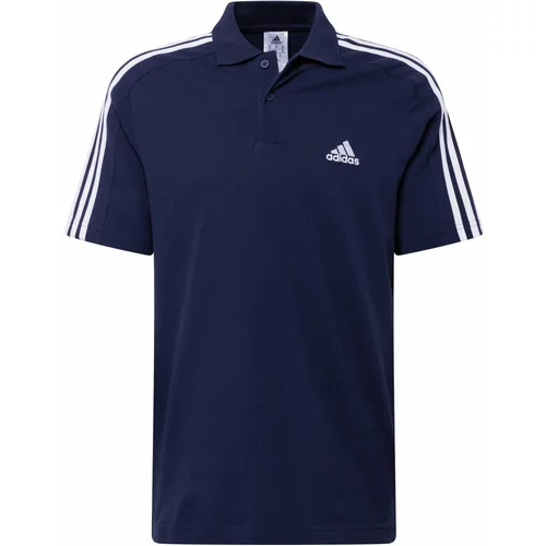 ADIDAS SPORTSWEAR Tehnička sportska majica 'Essentials Piqué Embroidered Small Logo 3-Stripes' tamno plava / bijela