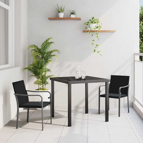  Vrtni set za objed 3 pcs Crna i Siva PE ratan Cijene