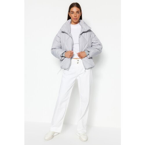 Trendyol Gray Oversize Water Repellent Inflatable Quilted Coat Cene