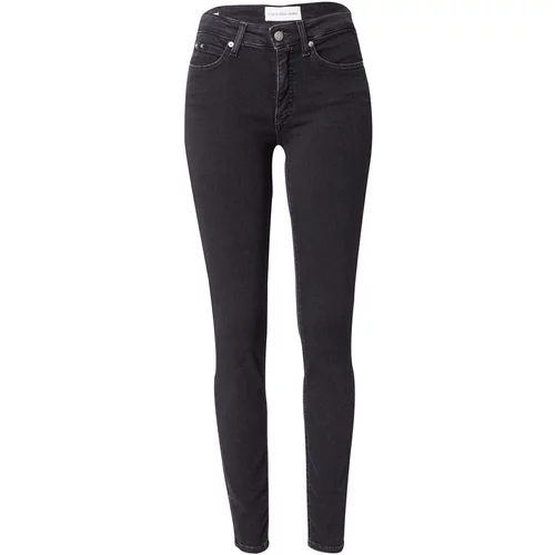 Calvin Klein Jeans Kavbojke 'MID RISE SKINNY' črn denim