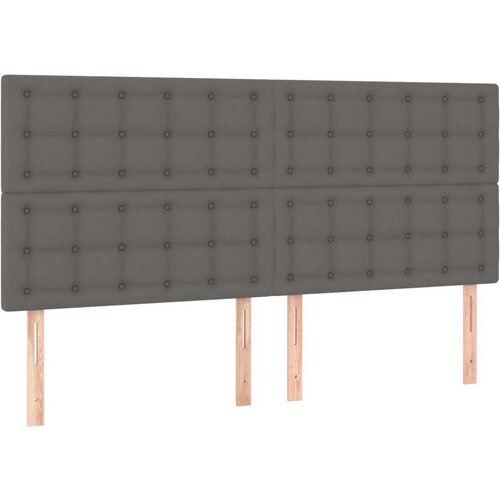  Uzglavlje 4 kom sivi 100x5x78/88 cm od umjetne kože Slike