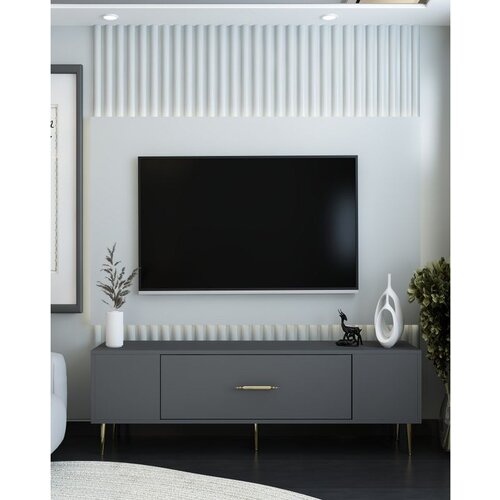 Hanah home Dekos - Anthracite, Gold AnthraciteGold TV Stand Cene