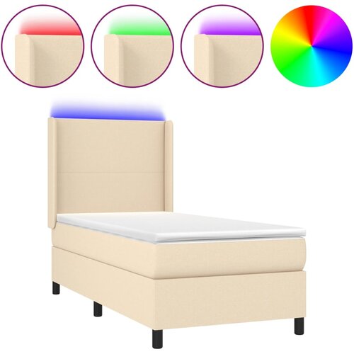 Maison Chic Box spring postelja - Vzmetna postelja z vzmetnico LED krem 100x200 cm blago SL15835, (21895650) Cene