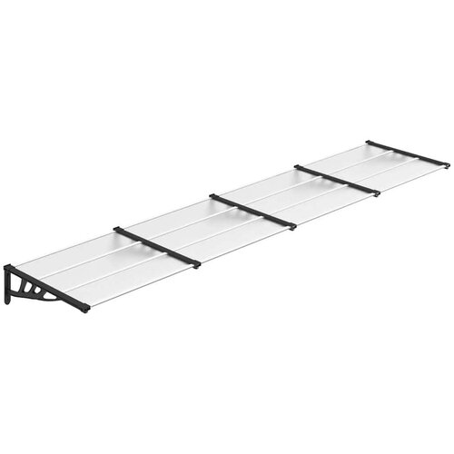 vidaXL Nadstre&scaron;ek za vrata črn in prozoren 396x90 cm polikarbonat Cene