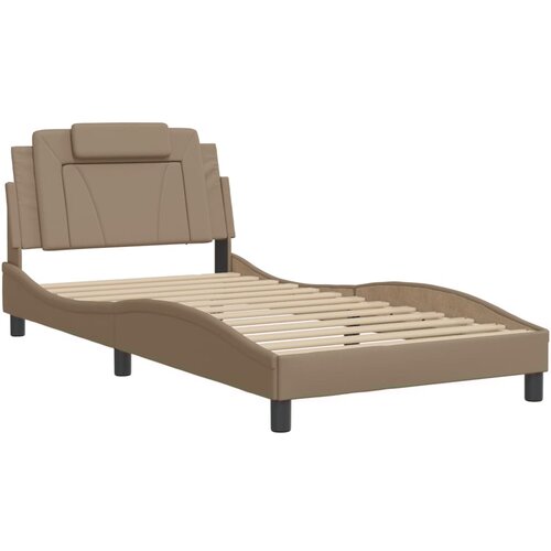 VidaXL Posteljni okvir z vzglavjem kapučino 100x200 cm umetno usnje, (21112515) Slike