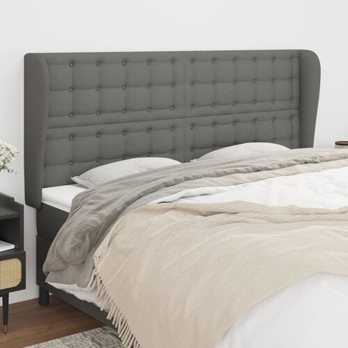 VidaXL Uzglavlje s u&amp;scaron;ima tamnosivi 203x23x118/128 cm od tkanine Slike