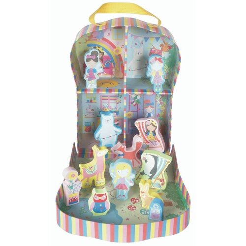 Floss&amp;amp;Rock&amp;reg; prenosna igralna &amp;scaron;katla z lesenimi figuricami playbox rainbow fairy (10 kosov) Slike