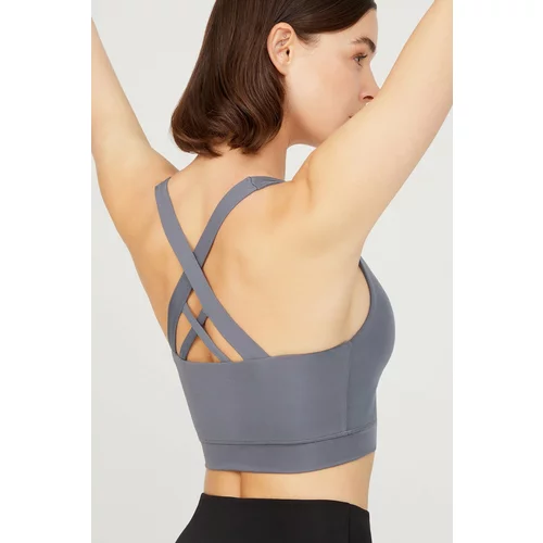 LOS OJOS Anthracite Lightweight Support Back Detail Covered Sports Bra