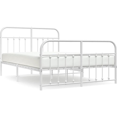 VidaXL Kovinski posteljni okvir z vzglavjem in vznožjem bel 135x190 cm, (20787985) Slike