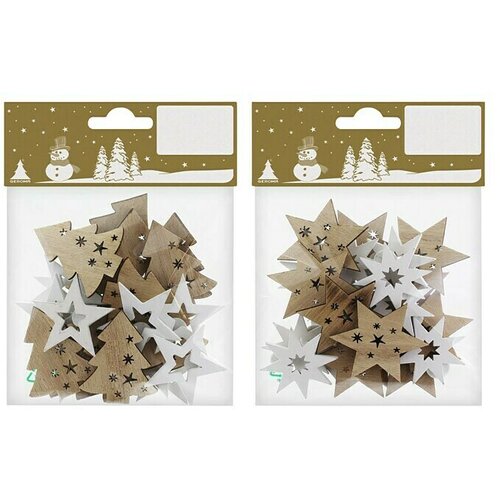 Dekoracija Jelke i zvijezde (Smeđa, Drvo, 12 -dij.) Slike