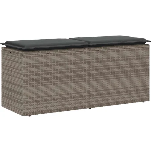 vidaXL Vrtna klop z blazino Grey 110x40x44 cm poli ratan