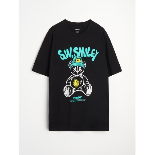 Sinsay Pamučna majica s printom na leđima Smiley World Slike