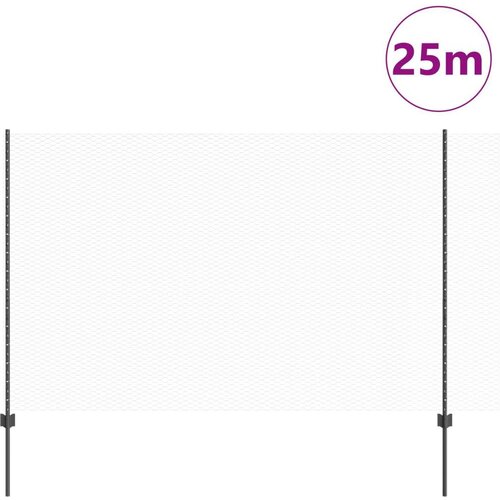 VidaXL Jastučići za ograde 22 kom U-kanal siva 160 cm čelik, Hexagonalna ograda siva 1.6x25 m čelik Slike