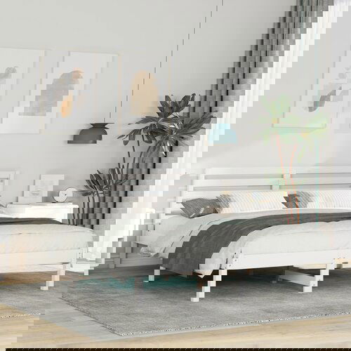 vidaXL Konstrukcija postelje Bela 140 x 200 cm Masivno borovo les Cene