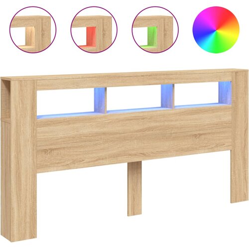 Maison Chic led posteljno vzglavje - vzglavna omarica - nočna omarica sonoma hrast 200x18,5x103,5 cm inž. les, (21708927) Slike