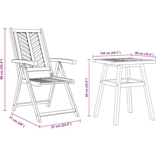 VidaXL Bistro set za vrt 3 pcs Smeđa Masivno bagremovo drvo Slike