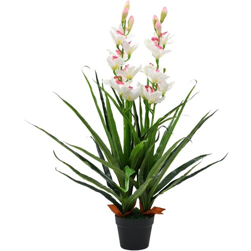 VidaXL umjetna biljka Cymbidium Orhideja s posudom 100 cm zelena Slike