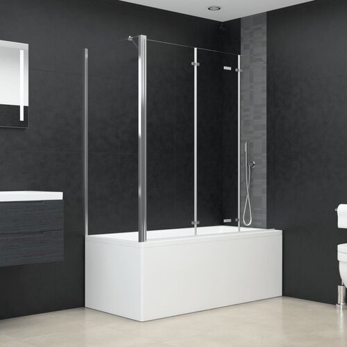 vidaXL Tuš stena za kopalno kad 120x69x130 cm kaljeno steklo prozorna Cene