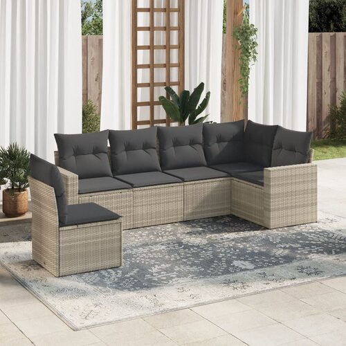  6-dijelni set vrtnih sofa od poliratana s jastucima svjetlosivi Cene