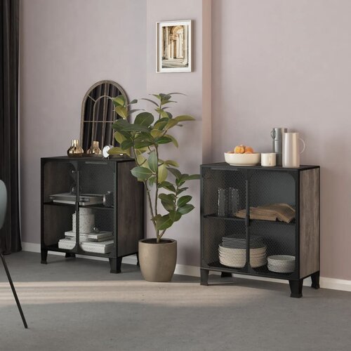Furnova Omara 2 kosa siva 72x36x82 cm kovina in MDF, (21956111) Cene