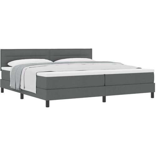 VidaXL Postelja z vzmetnico Temno siva 200x200 cm Tkanina Slike