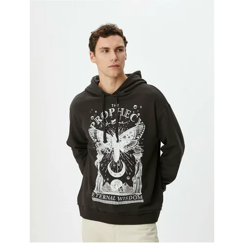 Koton Oversize Hooded Sweatshirt with Mystic Printed Slogan