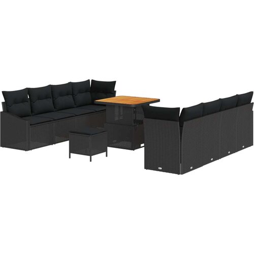  Set vrtnih sofa od 11 dijelova s jastučićima crni poli ratan akacija  2-sjedna vrtna sofa s spremnikom i jastučićima crni poli r Cijene