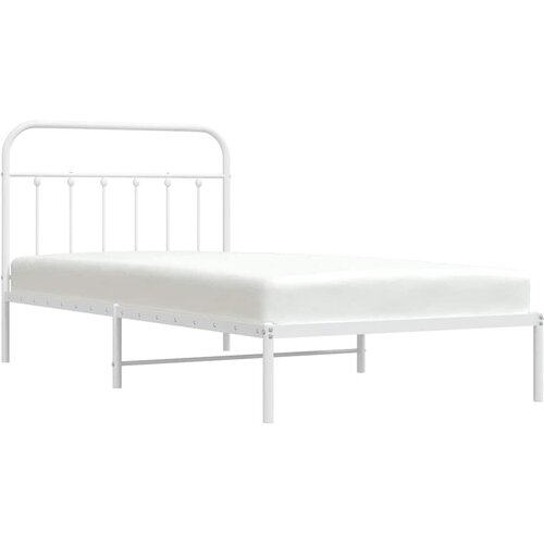  Metalni okvir za krevet s uzglavljem bijeli 107x203 cm Slike