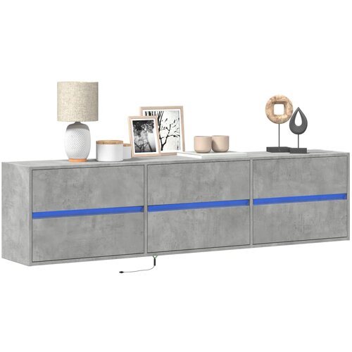 vidaXL Stenska TV omarica z LED lučkami betonsko siva 180x31x45 cm Cene