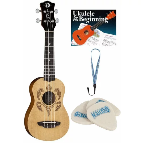Luna UKE-HONU-SPR SET Soprano ukulele Hawaiian Turtle Design