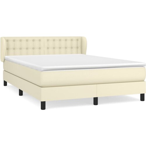vidaXL Box spring postelja z vzmetnico krem 140x190 cm umetno usnje, (20899844) Cene