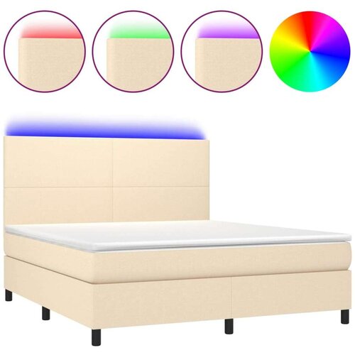  Krevet box spring s madracem LED krem 180x200 cm od tkanine Slike