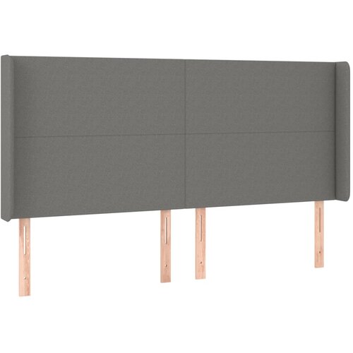 VidaXL Vzglavje z u&amp;scaron;esi temno sivo 163x16x118/128 cm blago, (20792965) Slike
